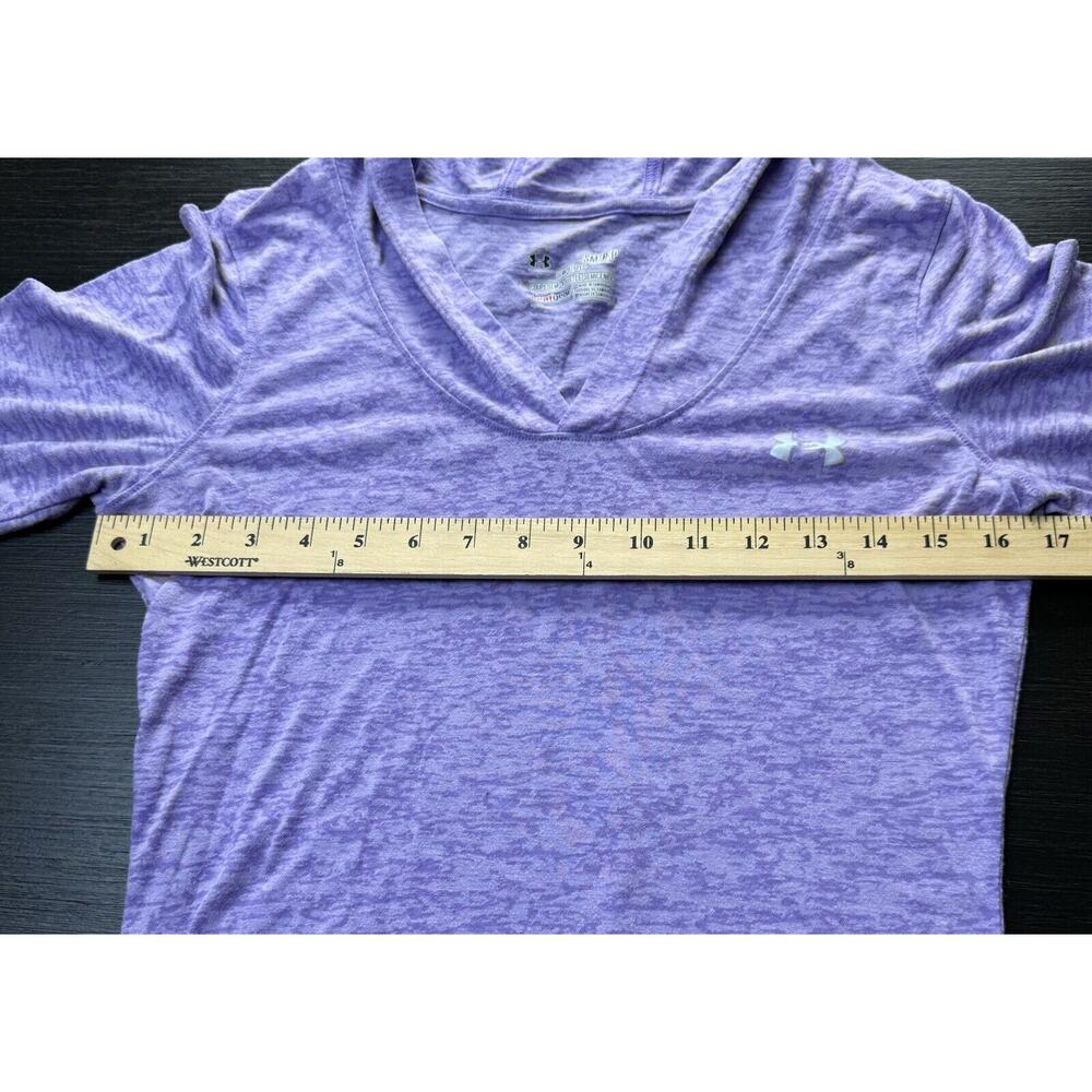 Under Armour Woman’s Semi Fitted Hooded Athletic Shirt Size S, Running Training - Picture 2 of 5